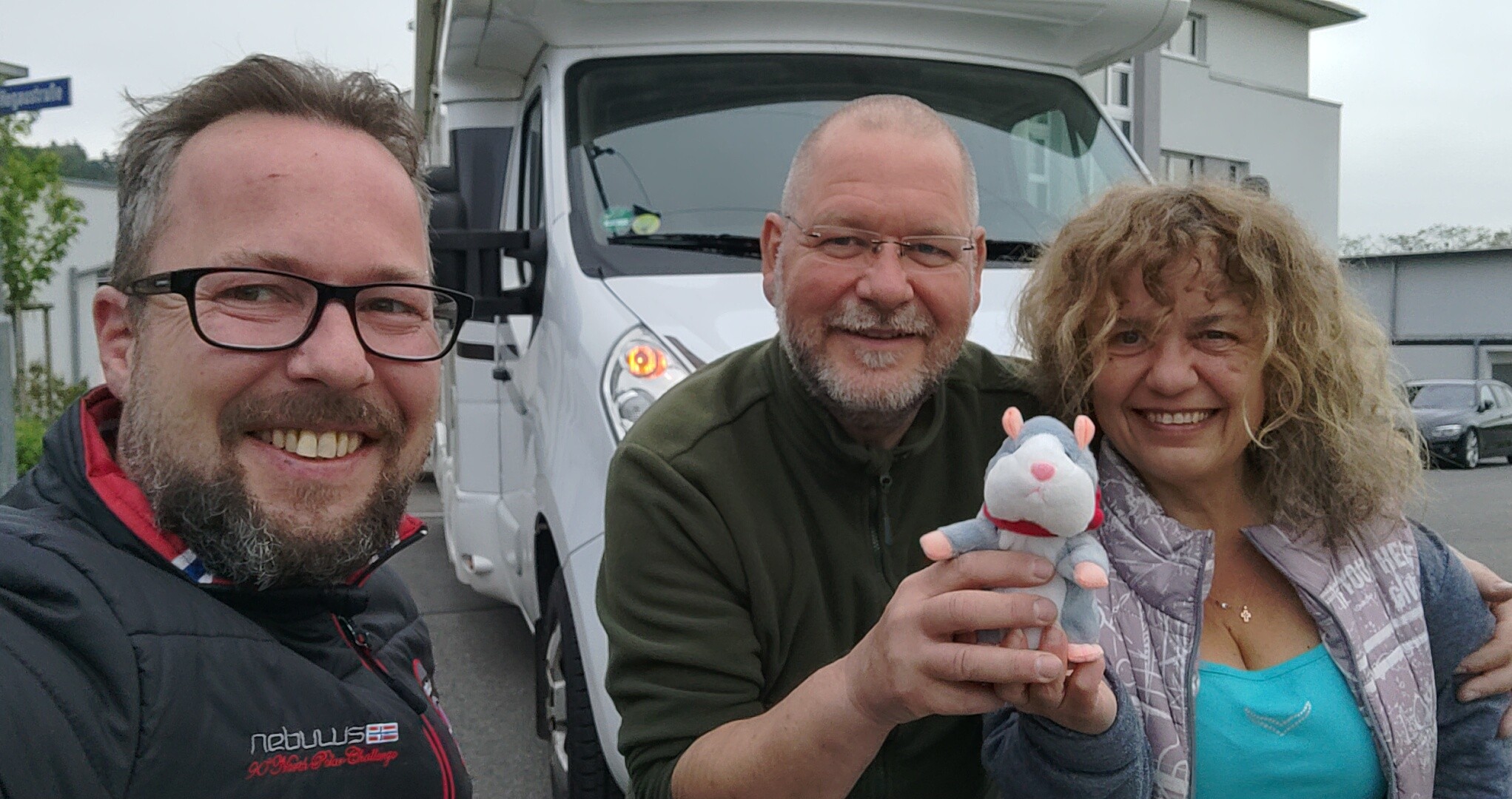 Steffen, Dolli und Elmi, vor der Abfahrt